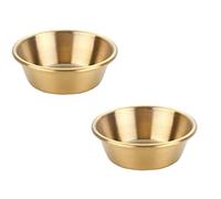JINJIASUYISU 2 Pcs Stainless Steel Sauce Dishes Dip Bowls Seasoning Dishes Sauce Bowl Stainless Steel Golden Dip Bowls Serving Dishes Set for Serving Sushi Sauces and Other Sauces and Seasonings