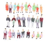 JINJUMEI 30 Pieces People Figures in 1:50 Scale, Miniature Figures, People Colour Figures, Tiny Dollhouse Painted Standing and Sitting Toy Figures for Model Railways (Random Style)