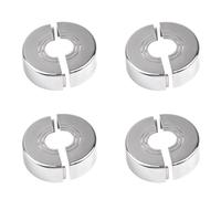 JINJUMEI 4 Pieces Rosette Shower Fitting, Silver ABS Material Split Pipe Covers, Removable Tap Cover, Adjustable Hole Size for Taps, Pipes, Radiator Pipes