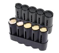 JINJUMEI Pack of 2 Coin Box Euro Coin Storage Box Compact Coin Holder with 5 Coin Sorter Change Sorter Box Coin Collector Coin Dispenser for Waiters, Taxi Drivers and Market Vendors