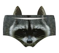 JINKAIJIA Women's Flirty Sexy Funny Naughty 3D Printed Animal Tail Underwears Briefs Gifts With Cute Ears, Raccoon0, M