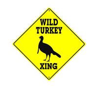 JINKAIRUI Metal Tin Sign Wild Turkey Xing Crossing Caution Animal Farm Ranch Hunter Road Décor Diamond Sign Indoor Outdoor Wall Decor Yard Sign Square Sign 12" x 12"