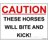 JINKAIRUI Retro Metal Tin Sign Wall Caution These Horses Will Bite & Kick Warning Sign Aluminum Metal Sign Heavy Duty Tin Signs Decoration Signs Vintage Plates Printed