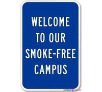 JINKAIRUI Street Sign Warning Plaque Welcome to Our Smoke Free Campus Metal Tin Sign Wall Art Decor Safety Warning Signs for Outdoor & Indoor Office Sign 8 X 12 Inch