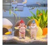 Jinkoozz 2 pcs Fish Tank Decorations, Resin Aquarium Naked Gnomes Decor Statues, Betta Fish Tank Accessories, Ornament for Home Garden Indoor Outdoor Lawn (Man and Woman)