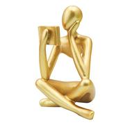 Jinkoozz Gold Reading Women Statue, Thinker Sculptures, Abstract Art Ornament, Modern Aesthetic Figurine Decoration, Suitable for Home Living Room Bedroom Office Shelf Table Desk Bookshelf Decor