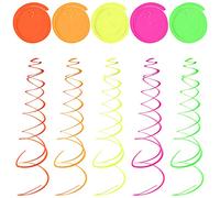 Jinlaili 10 Pcs Swirl Streamers, Hanging Swirls Party Decorations Fluorescent, Spiral Streamers Ceiling Decorations, Rainbow Party Ceiling Swirls for Birthday, Christmas, Night Party