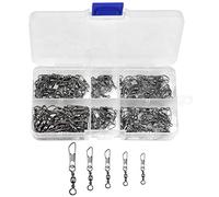 Jinlaili 100PCS Fish Fishing Barrel Swivel with Safety Snap Interlock, High Strength Tackle Kit - Size 6# to 14#