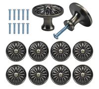 Jinlaili 10PCS Vintage Cabinet Knobs, 35MM Vintage Shabby Chic Round Drawer Knobs, Kitchen Cabinet Cupboard Drawer Door Knobs Pull Handles for Chest of Drawers Kitchen Cabinet Cupboards (Bronze)