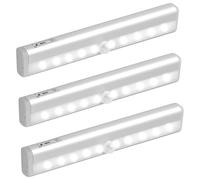 Jinlaili 2 Pack Wireless Under Cupboard Lights, 10 LED Motion Sensor Lights for Closet, Under Cabinet Lights with Magnetic Strip, Night Light, Battery LED Light Bar for Kitchen (3PCS-Cool White)