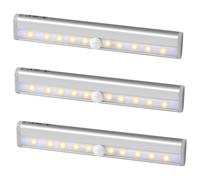Jinlaili 2 Pack Wireless Under Cupboard Lights, 10 LED Motion Sensor Lights for Closet, Under Cabinet Lights with Magnetic Strip, Night Light, Battery LED Light Bar for Kitchen (3PCS-Warm Light)
