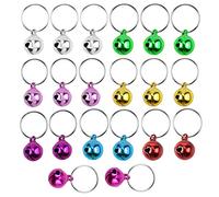 Jinlaili 20PCS Colourful Dog Cat Collar Bells, 12mm Pet Collar Charms Bell Charm Pendant Key Rings, Loud Pet Bells for Potty Training, Pet Collar Bells for Dog Cat Collar Decoration and Training