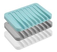 Jinlaili 3PCS Soap Holder, Silicone Drainer Soap Dish for Soap Storage, Dry Soap Dish Storage Holder Self Draining Soap Case Holder, Soap Saver, Easy Cleaning Soap Dishes for Bathroom Shower