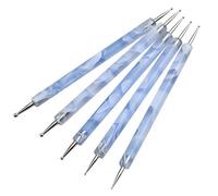 Jinlaili 5PCS Nail Dotting Pen Marbleizing Tool Set, Dotting Painting Pen Polish Carving Tool, Nail Polish Paint Manicure Dot Nail Art Tool, Nail Design for Embossing Pattern Clay Sculpting (Blue)