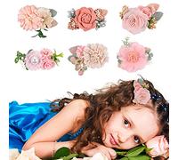 Jinlaili 6PCS Girls Hair Clips, Baby Girls Flower Hair Clips, Children Hairpin, Metal Snap Barrettes, Cute Hair Clips, Floral Barrettes Hair Accessories, Snap Hair Clips for Toddler Kids Baby Girls