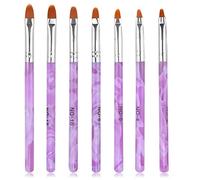 Jinlaili 7PCS Nail Art Brush Set, Purple Nail Art Tips Builder Brush, UV Gel Acrylic Nail Brush Nail Painting Brush Pen, Nail Art Design Painting Liner Pen Set, Acrylic Nail Brush Kit for Home Salon