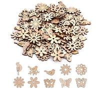 Jinlaili Wooden Craft Discs, 100 Pieces Pack - Forest Animals & Christmas Themed Wood Discs for Painting, DIY Crafts, Decoration