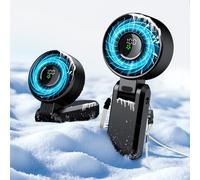 JINLICTE 4-IN-1 Portable Handheld Fan with High-Power Motor, LED Display, 5200mAh Rechargeable, 5-Speed, Foldable Design，Hand/Desk/Waitst/Neck Fan (Black)