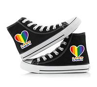 Jinlin Gay Pride Shoes High Top Sneakers LGBT Rainbow Classic Casual Canvas Shoes for Women Men