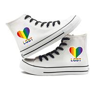 Jinlin Gay Pride Shoes High Top Sneakers LGBT Rainbow Classic Casual Canvas Shoes for Women Men