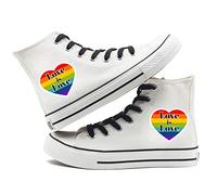 Jinlin Gay Pride Shoes High Top Sneakers LGBT Rainbow Classic Casual Canvas Shoes for Women Men