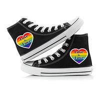 Jinlin Gay Pride Shoes High Top Sneakers LGBT Rainbow Classic Casual Canvas Shoes for Women Men