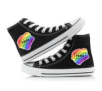Jinlin Gay Pride Shoes High Top Sneakers LGBT Rainbow Classic Casual Canvas Shoes for Women Men