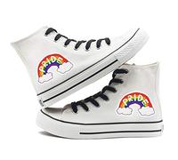 Jinlin Gay Pride Shoes High Top Sneakers LGBT Rainbow Classic Casual Canvas Shoes for Women Men
