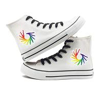 Jinlin Gay Pride Shoes High Top Sneakers LGBT Rainbow Classic Casual Canvas Shoes for Women Men