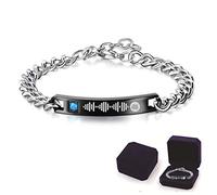 Jinlinjew Personalised Music Spotify Code Bracelets for Couples His Her King Queen Always Forever I Love You, Couples Bracelets for Men Women