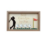 Jinlinjew Personalized Golf Gifts, Golf Sign Plaque for Fathers Day- Best Dad by Par, Customised 1-8 Name Wooden Golf Plaque Novelty Gifts for Dad Daddy Grandad from Daughter Son