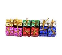 JINLL 12 Pieces Christmas Tree Decor, Mini Christmas Tree Ornaments Laser Candy Box Foam Gift Box Shiny Metallic Wrapped For Christmas Tree Decoration