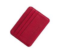 JINLL Credit Card Holder Wallet, RFID Blocking Leather Ultra Slim Wallet, Thin Minimalist Credit Card Case Card Protector, Front Pocket Wallets for Men, Women,Red