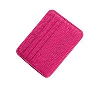 JINLL Credit Card Holder Wallet, RFID Blocking Leather Ultra Slim Wallet, Thin Minimalist Credit Card Case Card Protector, Front Pocket Wallets for Men, Women,Rose Red