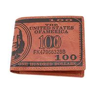 JINLL Mens Novelty Dollar Wallet Leather Bill Money Billfold Card Holder Purse,Dark Brown