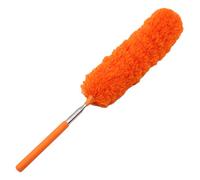 JINLL Mini Extendable Feather Duster Bendable Microfibre Duster, Longest to 87.5cm,Orange