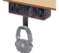JinLunar Metal Under Desk Mount for Focusrite Scarlett 2i2 4rd Gen with Adjustable Headphone Hanger Stand, Metal Under Desk Mount for Audio Interfaces and Studio Gear (Black Holder Only)