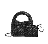JINMANXUE Fashion Handbag For Women, Woven Tote Bag Bucket Composite Bag Knitting Chain Bag, Crossbody Shoulder Bag Purses