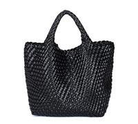 JINMANXUE Fashion Woven Bag Shopper Bag Travel Handbags and Purses Women Tote Bag Large Capacity Shoulder Bags, Black, L