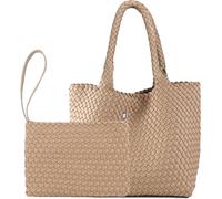JINMANXUE Fashion Woven Bag Shopper Bag Travel Handbags and Purses Women Tote Bag Large Capacity Shoulder Bags, Apricot1, 16.1" W x 7.1" D x 11" H