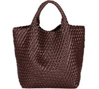 JINMANXUE Fashion Woven Bag Shopper Bag Travel Handbags and Purses Women Tote Bag Large Capacity Shoulder Bags, Coffee, L