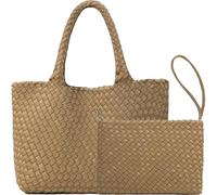JINMANXUE Neoprene Woven Tote Bag For Women Large Capacity Handbag Patchwork Handmade Casual Shoulder Bags