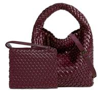 JINMANXUE Small Woven Bags for Women Cute Hobo Tote Woven Handbag Mini Clutch Purse Vegan Leather Crossbody Bags Shoulder Handmade Bag, Ankela Red