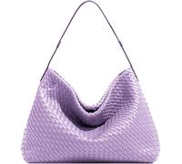 JINMANXUE Women Boston Bag, Woven Hobo Tote Handbag and Purses, Female Satchel Messenger Bags, Fashion Shoulder Crossbody Bag, Morning Glory Purple