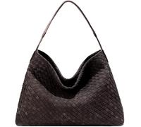 JINMANXUE Women Boston Bag, Woven Hobo Tote Handbag and Purses, Female Satchel Messenger Bags, Fashion Shoulder Crossbody Bag, Frosted Coffee