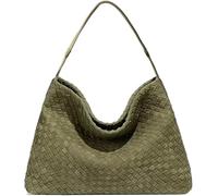 JINMANXUE Women Boston Bag, Woven Hobo Tote Handbag and Purses, Female Satchel Messenger Bags, Fashion Shoulder Crossbody Bag, Frosted Beech