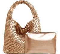 JINMANXUE Women Vegan Leather Hand-Woven Tote Handbag Fashion Shoulder Top-handle Bag All-Match Underarm Bag with Purse, Gookin