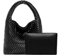 JINMANXUE Women's Vegan Leather Hand-Woven Tote Handbag Fashion Shoulder Top-Handle Bag All-Match Underarm Bag with Purse, Beige17350, Beige17350