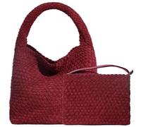 JINMANXUE Woven Purse for Women, Neoprene Top-handle Shoulder Bag, Hobo Tote, Travel Handbag, Wrist Bag For Work Shopping, Suede Ankela Red