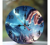 Jinmer 10 Inch Wall Clock,Fantasy Palm Scenery Modern Silent Non ticking Clocks, Wooden Frameless Round Easy to Read wall clock for Kitchen/Living Room/Bedroom/Bathroom